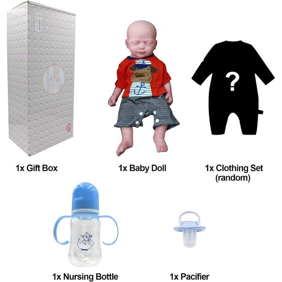 18 inch Full Body Platinum Silicone Bald Baby Dolls Sleeping Closed Mouth Boy - Picture 6 of 6